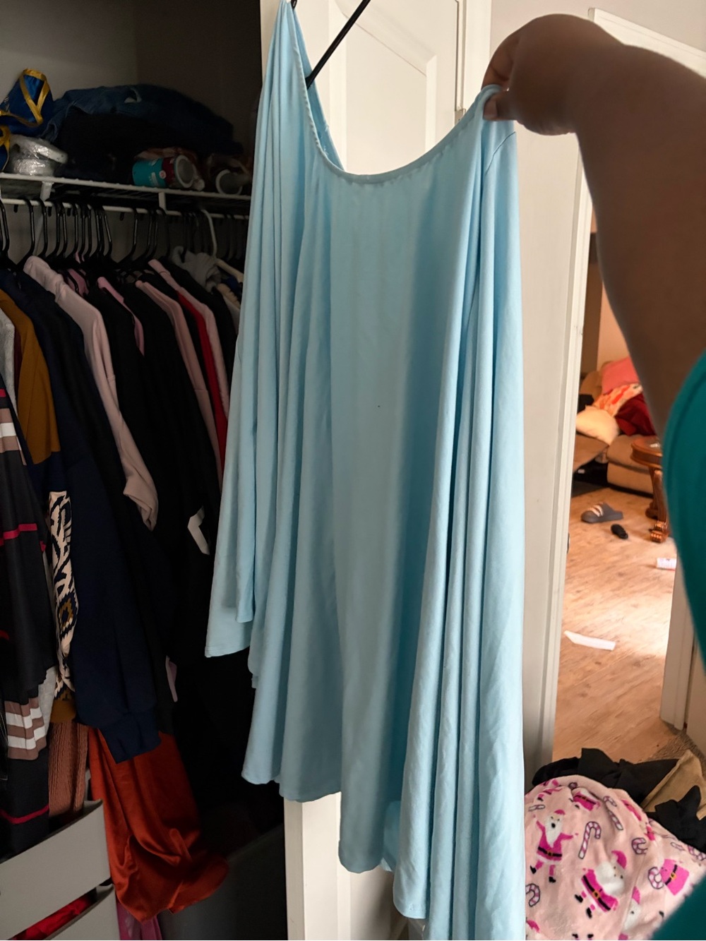 Light Blue Flowing Mini Maxi Dress